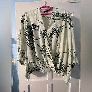 Alfani Plus Size Green Leaf Palm Blouse
